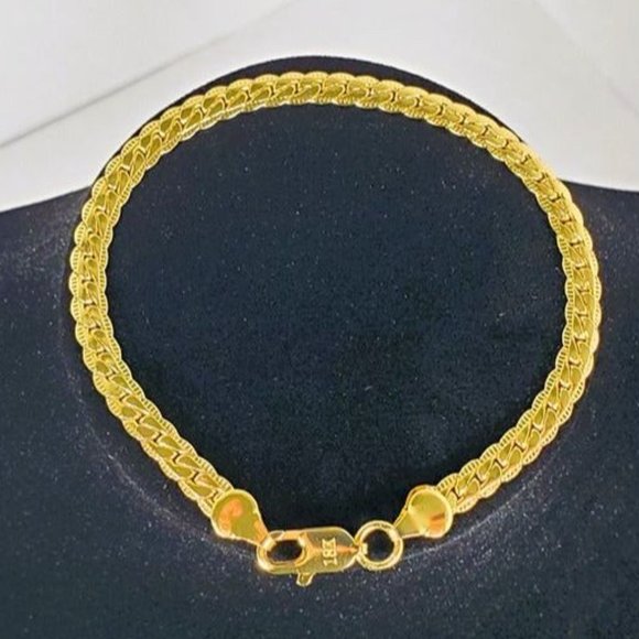8" Womens 18K Gold Chain Link Bracelet 8 inch 18 Karat Silver Stamped Jewelry - Picture 3 of 9